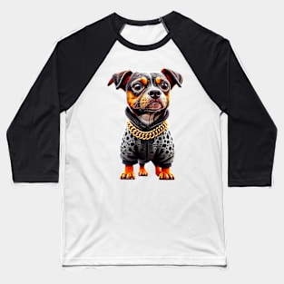 Leopard Chic: Dachshund in Trendy Coat and Bold Necklace Tee Baseball T-Shirt